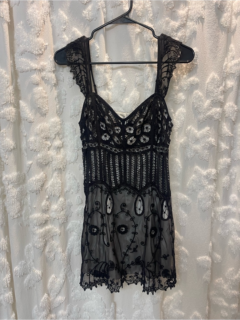 Betsey Johnson Black lace slip dress